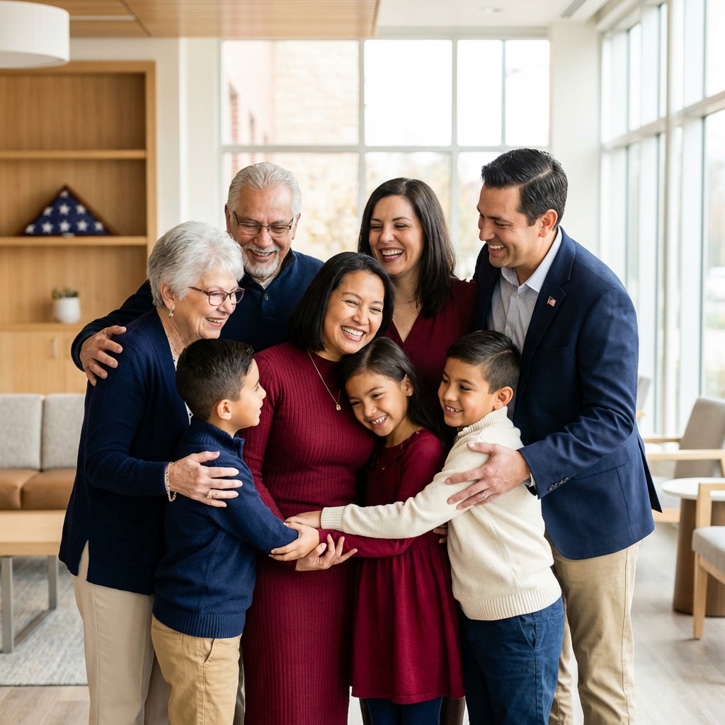 Familia reunida después de petición familiar I-130