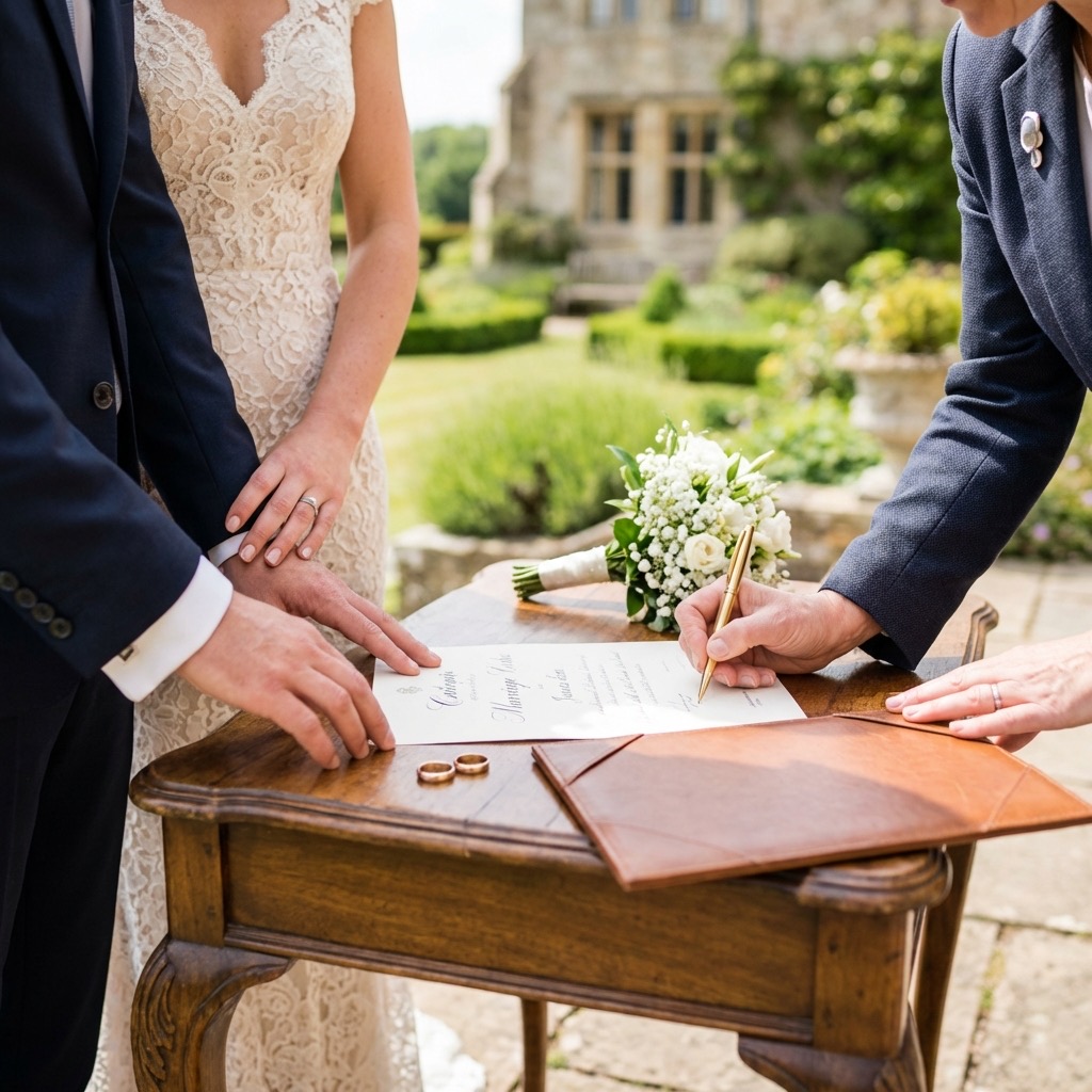 Firma de matrimonio civil con oficiante