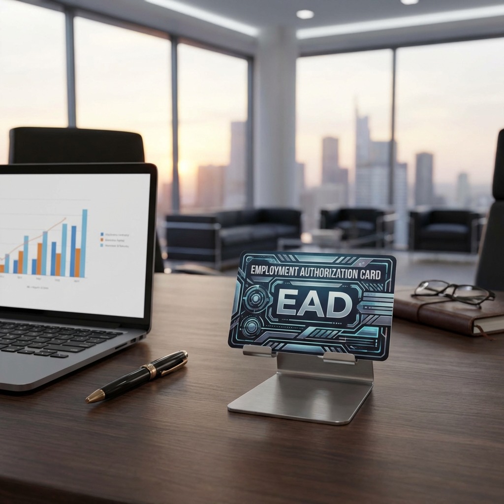 Documento de Autorización de Empleo (EAD) sobre escritorio