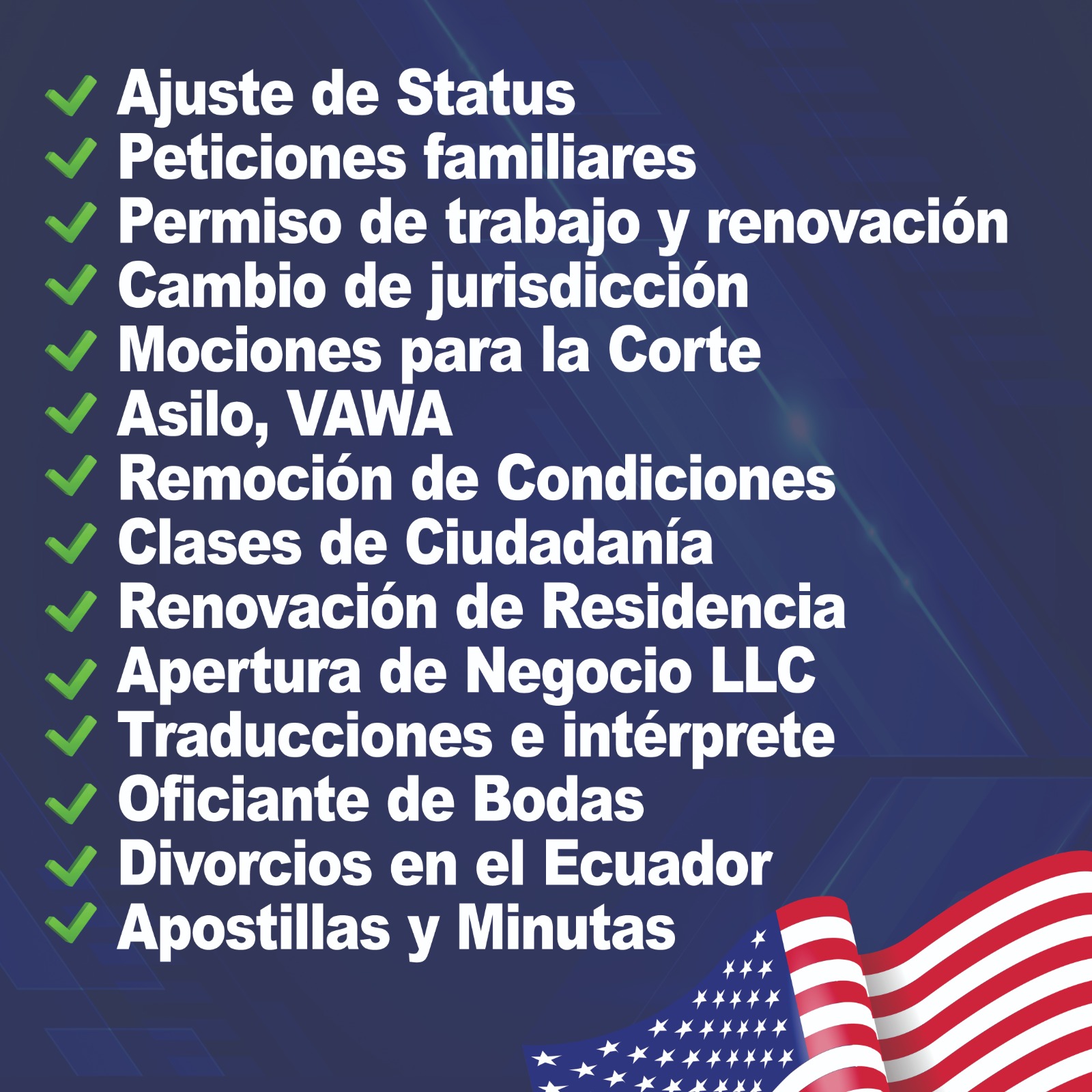 Listado visual de servicios
